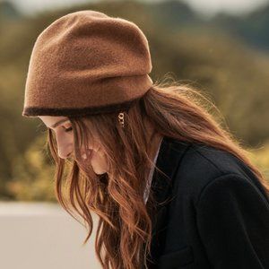 Women's autumn and winter wool portable folding Pullover hat